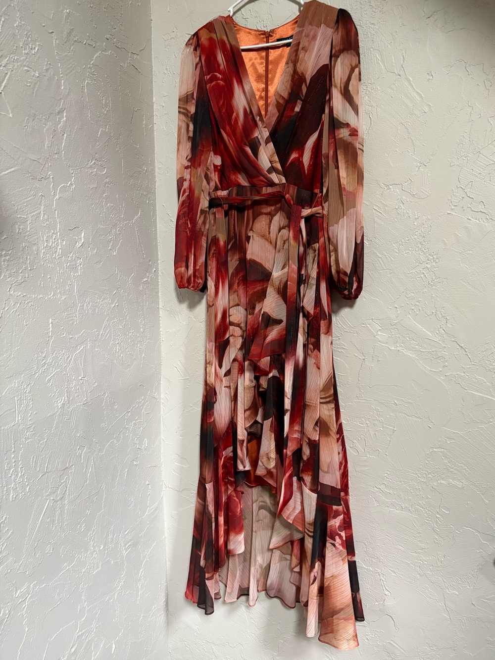 Alex Marie Red and Blush Floral High-Low Dress